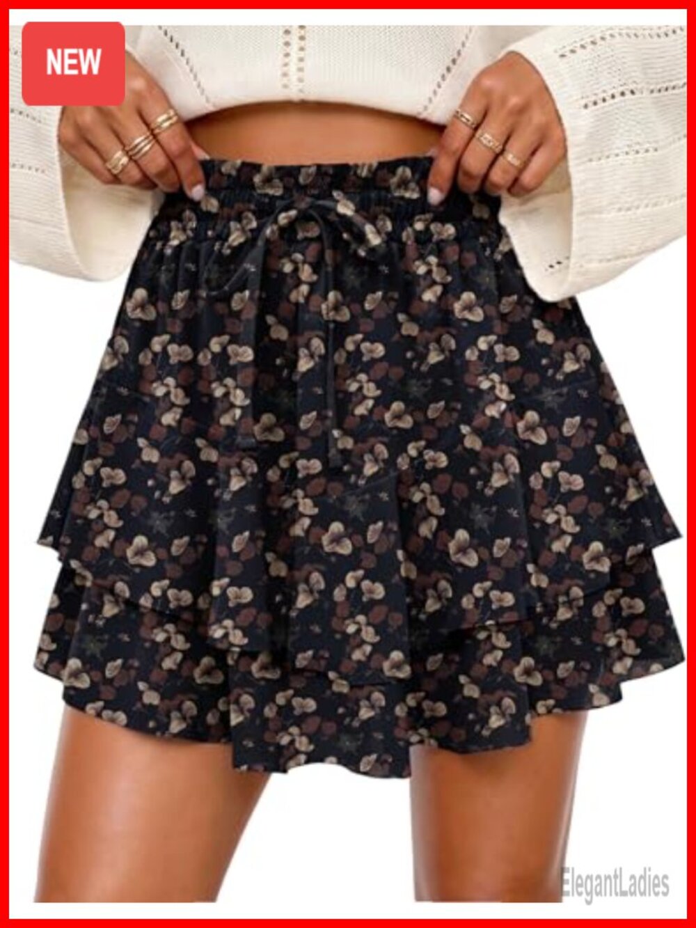 Flowy Floral Ruffle Chiffon Shorts High Waist Boho Summer Skirt